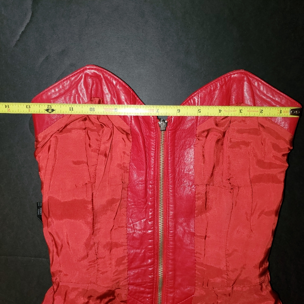 🔥RARE-VNTG-FLAWLESS 🔥SEXIEST RED LEATHER DRESS🔥 - Picture 13 of 16